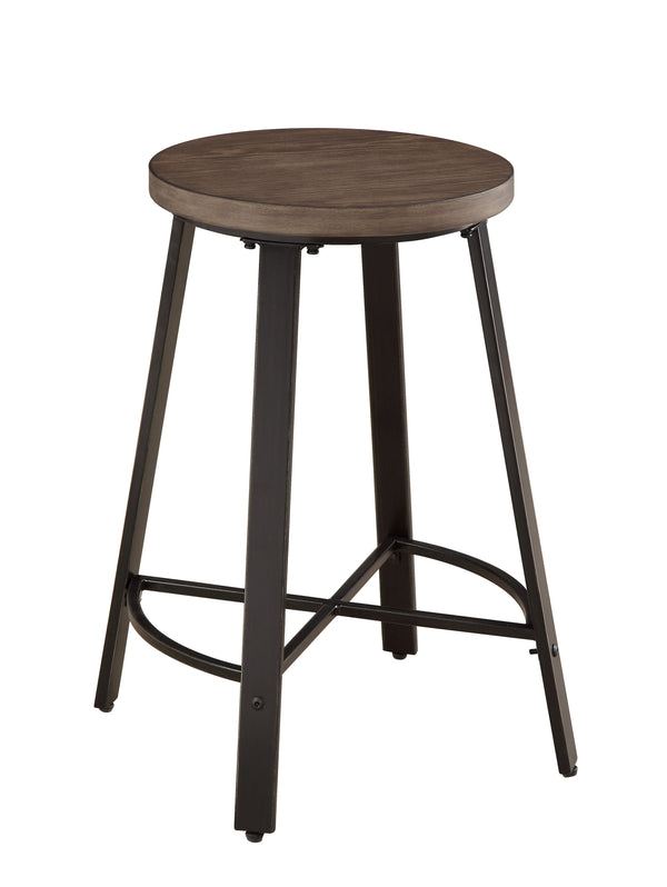 English Elm Rustic Chevre 5pc Counter Height Round Table & 4 Stools — Industrial Pine Burnished Finish Set B011S01472