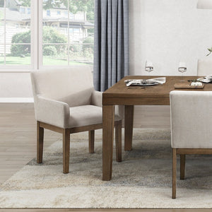 English Elm Brown French Oak Veneer 7 Piece Dining Set Upholstered Chairs Expandable Leaf B011S02334