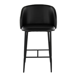 English Elm Fixed-height Counter Stools Industrial Black Metal Pu Upholstered Seat Kitchen Set B202S01826