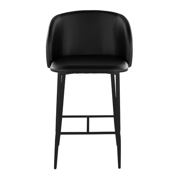English Elm Fixed-height Counter Stools Industrial Black Metal Pu Upholstered Seat Kitchen Set B202S01826