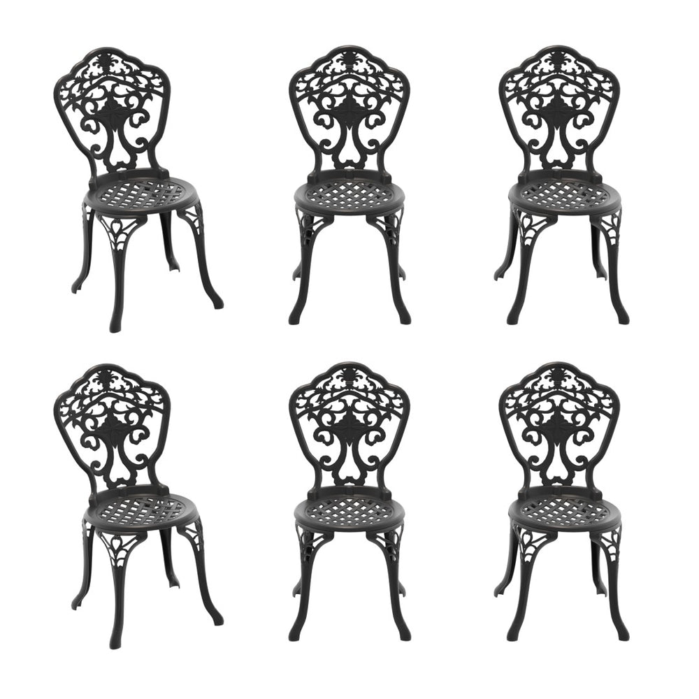 English Elm Cast Aluminum Outdoor Dining Chairs Set of 4 with Carved Petal Geometric Detail W1710S00675