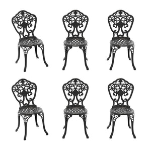 English Elm Cast Aluminum Outdoor Dining Chairs Set of 4 with Carved Petal Geometric Detail W1710S00675