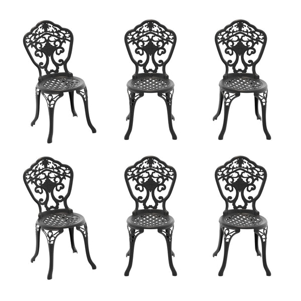 English Elm Cast Aluminum Outdoor Dining Chairs Set of 4 with Carved Petal Geometric Detail W1710S00675