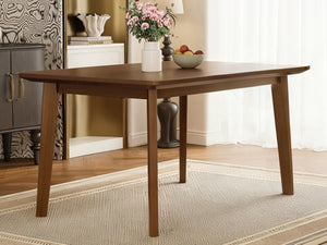 English Elm Rustic Minimalist Rubberwood Dining Table with Tapered Legs for Small Apartment Spaces Walnut N752P368503D