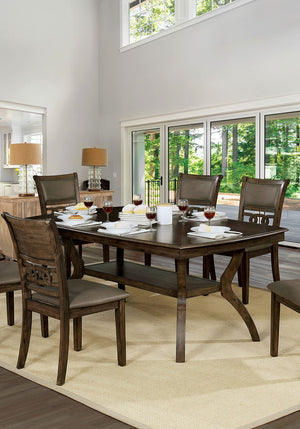 English Elm Modern Antique Walnut Dining Table with Open Lower Shelf, Rounded Ends, 66" Rectangle, Stylish Base B2741P321095