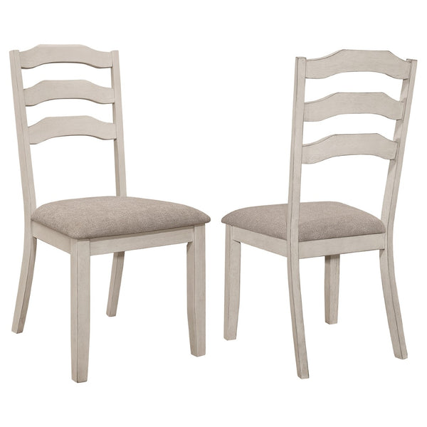 English Elm Martin Ladder Back Dining Chair Set of 2 Distressed Cream Hardwood Farmhouse Style B062P451716