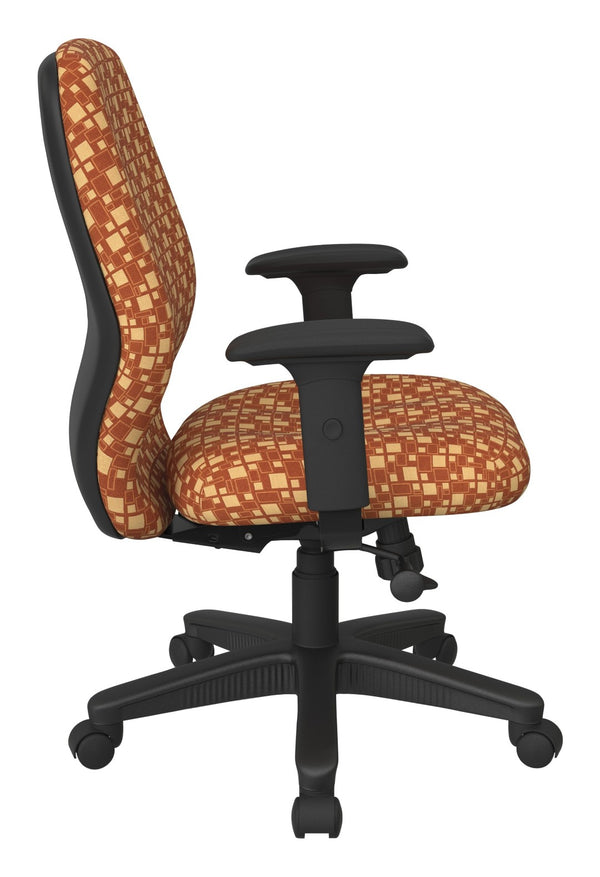 OSP Home Furnishings Mid Back Ergonomic Manager Chair with Synchro Tilt Lumbar Support and Padded Arms Marigold 3121-K111