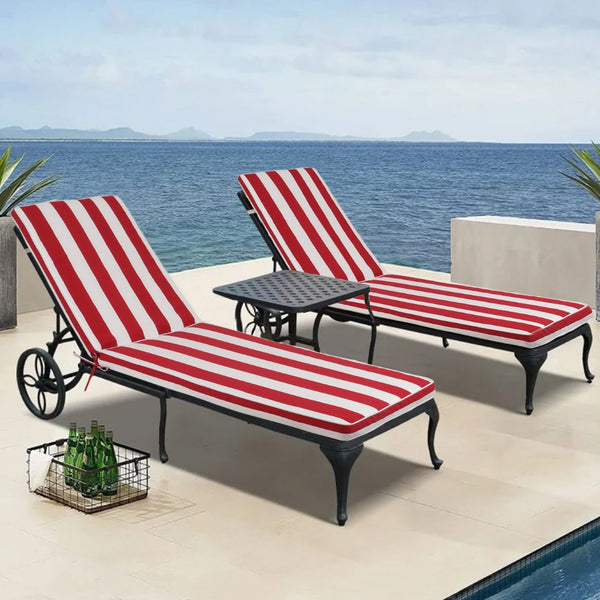 English Elm 2pcs Outdoor Chaise Lounge Cushions Uv Resistant Stripe Polyester Patio Set W2911P203974
