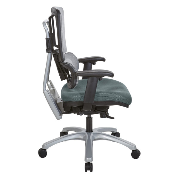 OSP Home Furnishings Vertical Mesh Back Ergonomic Manager Chair with Lumbar Support and Polished Base Silver 99666S-2M