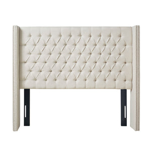 JLA Home Madison Park - Upholstered Wingback Headboard with Hand-Tufted Buttons, Double Nailhead Trim, Plush Support 68.5 L x 8.5 W x 54.25H MP116-0355