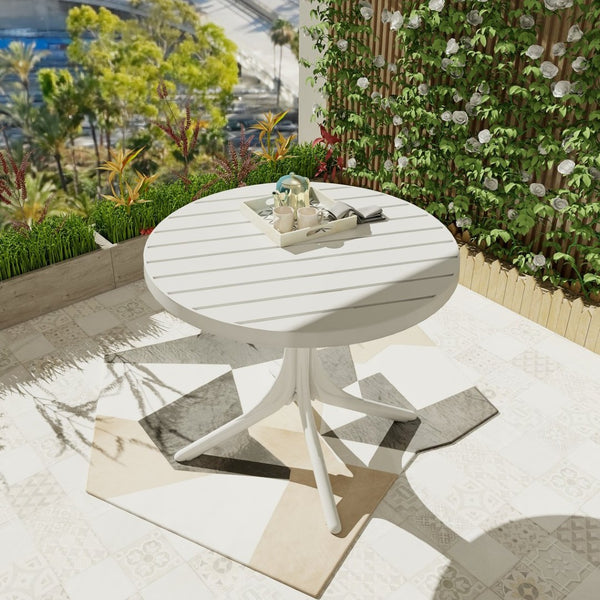 English Elm Summer Round Polypropylene Patio Dining Table Weatherproof Lightweight Indoor Outdoor Use W3450P323346