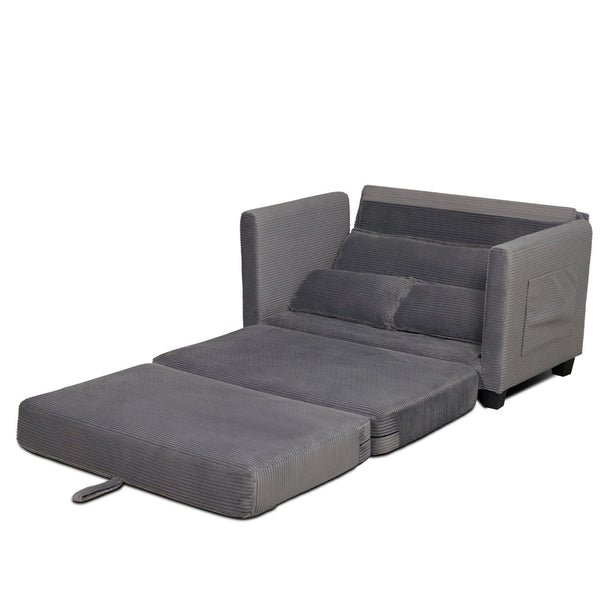 English Elm 2-in-1 Corduroy Loveseat Sleeper with Storage Converts for Living Room or Studio Grey W2715P409861