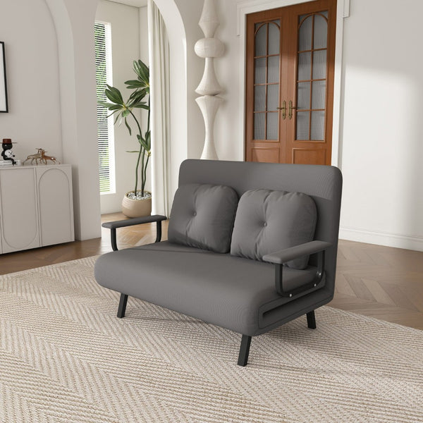 English Elm 46" Wide Corduroy Sleeper Sofa Bed Convertible Folding Chair for Two with Adjustable Backrest Grey W2700P431034
