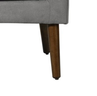 English Elm Ryder Mid Century Modern Tufted Fabric Armchair with Button Back, Removable Cushion & Walnut Legs Gray B06178003