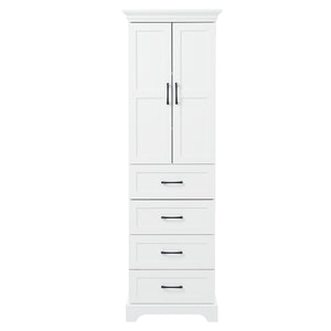 English Elm 71.6" Free-Standing Bathroom Vanity with Soft-Close Doors, 3 Drawers, Adjustable Shelves, White Finish N729P335599K