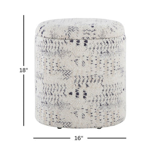 English Elm 18" Cotton Textured Storage Ottoman Chunky High Pile Footrest for Living Room Ivory B202P471516