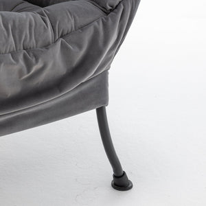 English Elm Accent Recliner Chair With Ottoman – Chic Gray Velvet Lounge Set For Living Room, Bedroom & Office T3903P372942