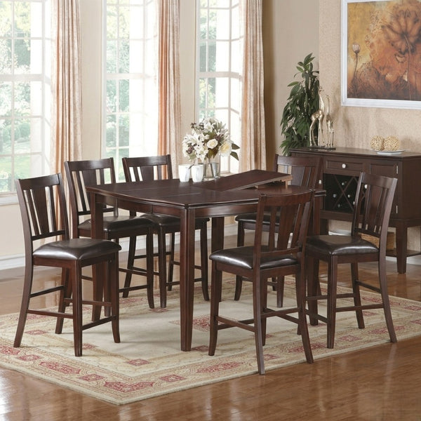 English Elm Modern Counter Height Dining Set with Butterfly Leaf Table Six Tufted Chairs B011S02510
