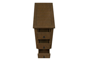 English Elm Accent Table For Small Spaces - Espresso Veneer Nightstand With 3 Storage Drawers & Modern Design B2710P219468