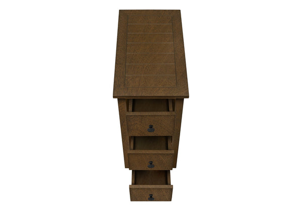 English Elm Accent Table For Small Spaces - Espresso Veneer Nightstand With 3 Storage Drawers & Modern Design B2710P219468