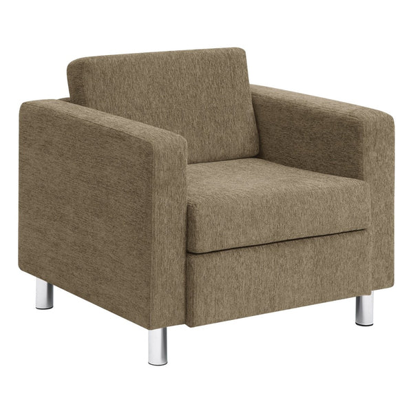 OSP Home Furnishings Pacific Club Armchair with Chrome Legs and Performance Fabric for Modern Living Rooms Armchair Taupe PAC51-S125