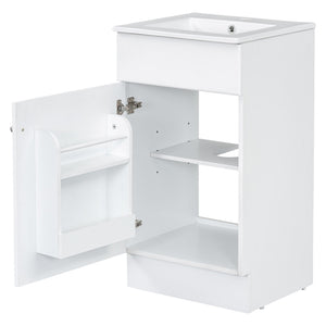 English Elm [video] Compact Sage Green Bathroom Vanity with Ceramic Sink Soft Close Cabinet White N759P237932K