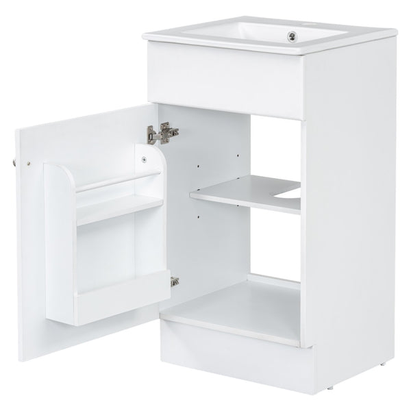 English Elm [video] Compact Sage Green Bathroom Vanity with Ceramic Sink Soft Close Cabinet White N759P237932K