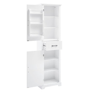 English Elm Tall Bathroom Storage Cabinet with Slim Profile, Adjustable Shelves, Anti-Tip Safety & Painted MDF Finish White N725P246463K