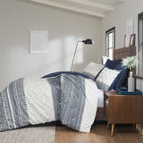 INK+IVY Mila Global Inspired 3 Piece Cotton Duvet Cover Set with Chenille Tufting II12-1064 Navy