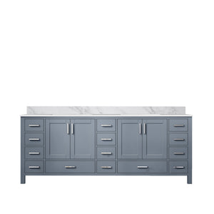 English Elm Dark Grey Double Bath Vanity 84" W With Durable Carrara Marble Top & Ample Storage Solutions B2731P258972