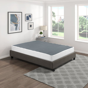 English Elm Queen Metal Mattress Foundation with 600lb Capacity, Black Frame & Textured White Cover, 59x79x8.5" B011P197730