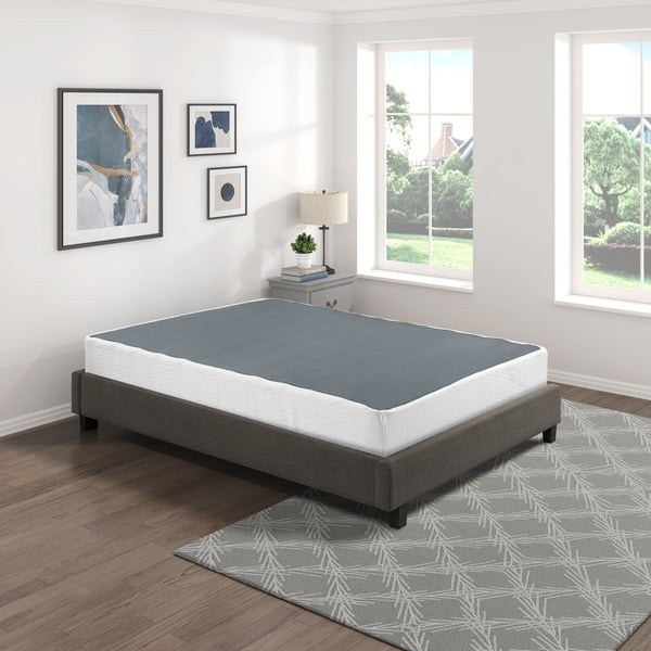 English Elm Queen Metal Mattress Foundation with 600lb Capacity, Black Frame & Textured White Cover, 59x79x8.5" B011P197730