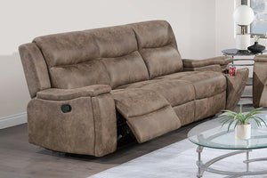 English Elm Modern Faux Leather Reclining Sofa Set with Cup Holders for Stylish Living Rooms B011S02426