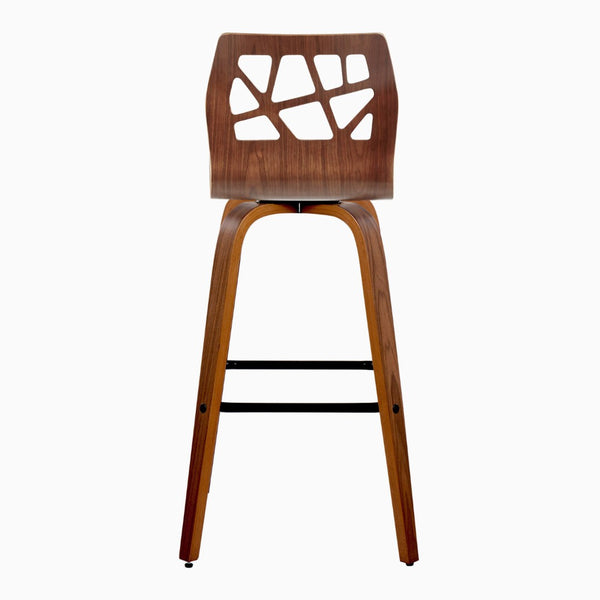 English Elm Fixed-height Swivel Barstools Walnut Legs Teal Upholstery Mid-century Modern Set of 2 B202S02185