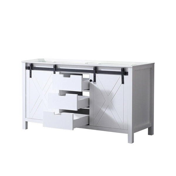 English Elm White Double Bath Vanity 60-in W x 22-in D — Solid Wood Frame, Soft-Close Drawers, Spacious Storage B2731P260035