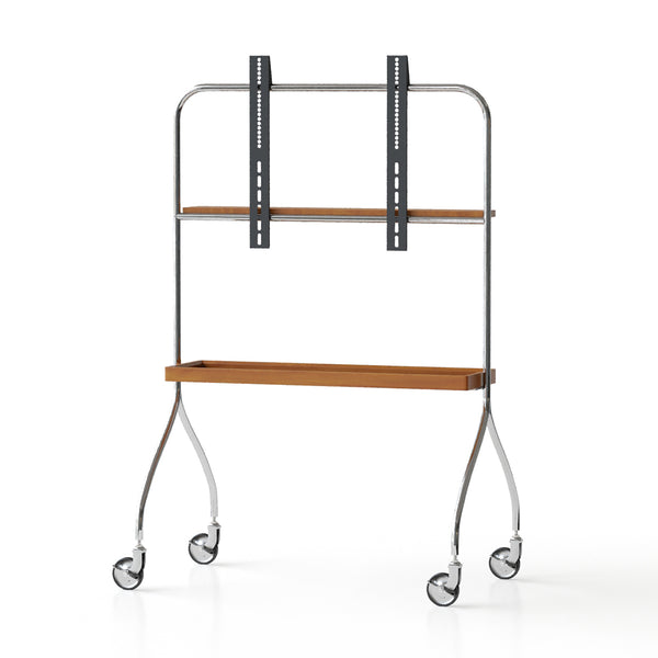 English Elm Walk 360° Movable TV Stand Antique Finish with Metal & Wood Shelves, Fits 43–70" TVs, 200lb Load Black Brown W3318P305324