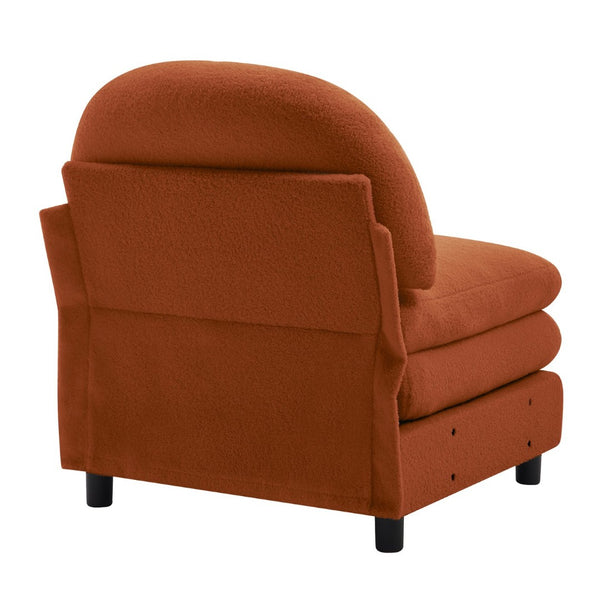 English Elm Vitoria Curved Modular Sectional Sofa in Plush Teddy Fleece with Retro Living Room Appeal W5656P454377