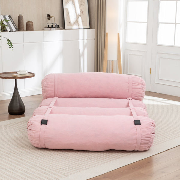 English Elm Adjustable Corduroy Floor Sofa with 5 Modular Cylinders for Custom Lounging and Ultimate Comfort Pink W1170P365606