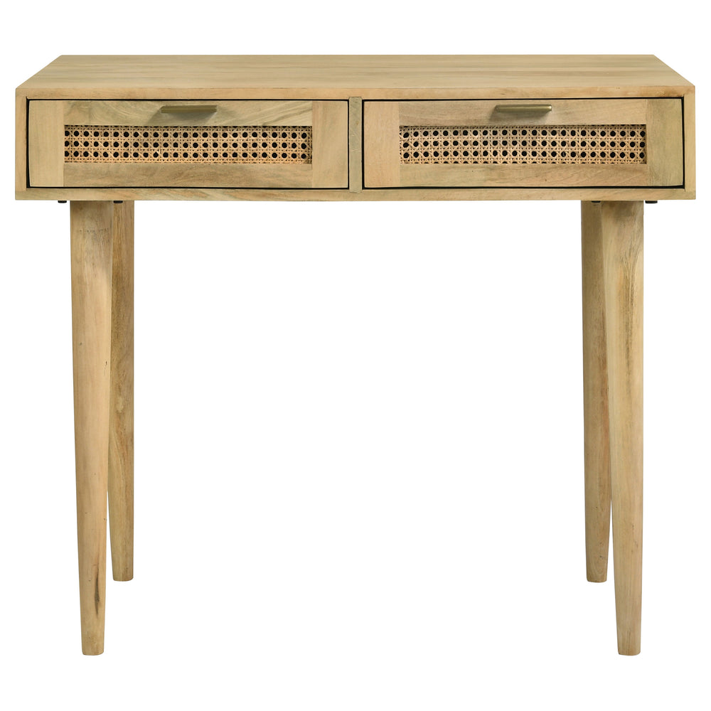 English Elm Zamora Natural 2-Drawer Console Table with Mango Wood Grain, Antique Brass Pulls, Entryway Chic B062P344937