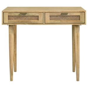 English Elm Zamora Natural 2-Drawer Console Table with Mango Wood Grain, Antique Brass Pulls, Entryway Chic B062P344937