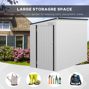 English Elm Outsunny Lean to Galvanized Steel Outdoor Storage Shed with Lockable Door and Air Vents W2225P229425