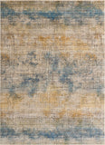 Unique Loom Deepa Whane Machine Made Abstract Rug Blue Ivory, Yellow/Gray 10' 0" x 13' 9"