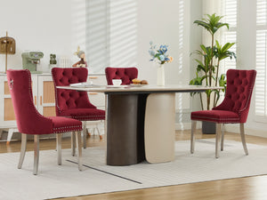 English Elm Nikki Velvet Tufted Dining Chair with Nailhead Trim and Chrome Legs – Plush High-Rebound Cushion Comfort WINE RED W1143P369090