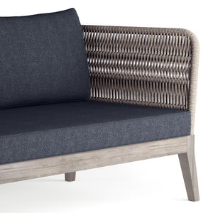 English Elm Santiago Outdoor Sofa in Slate Grey — Handcrafted Aluminum & Acacia Wood, Water-Repellent Cushions, Removable Covers B136P159396