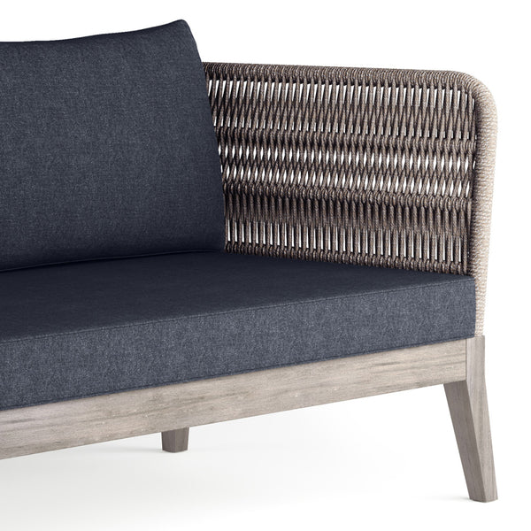 English Elm Santiago Outdoor Sofa in Slate Grey — Handcrafted Aluminum & Acacia Wood, Water-Repellent Cushions, Removable Covers B136P159396