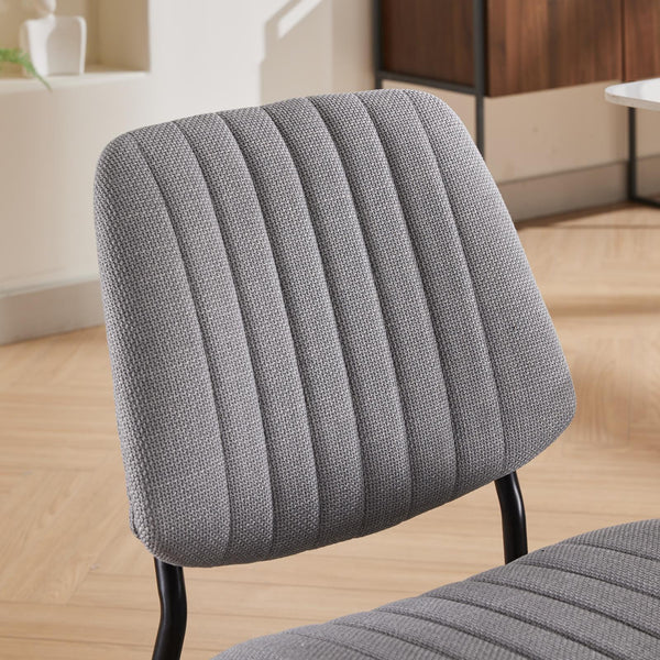 English Elm A&A Modern Retro Dining Chairs Set Of 2 - Ergonomic Gray Linen Upholstered With Sturdy Metal Legs W1143P194146