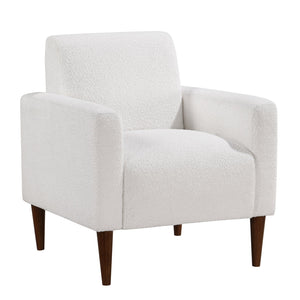 English Elm Caius Boucle Arm Chair in White — Pocket Spring Comfort, Solid Tapered Wood Legs, Modern Accent B050P229977