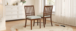 English Elm 2-piece Scandinavian Rubberwood Dining Chair Set with Curved Backrest and Padded Fabric Seat Brown N752P405934D