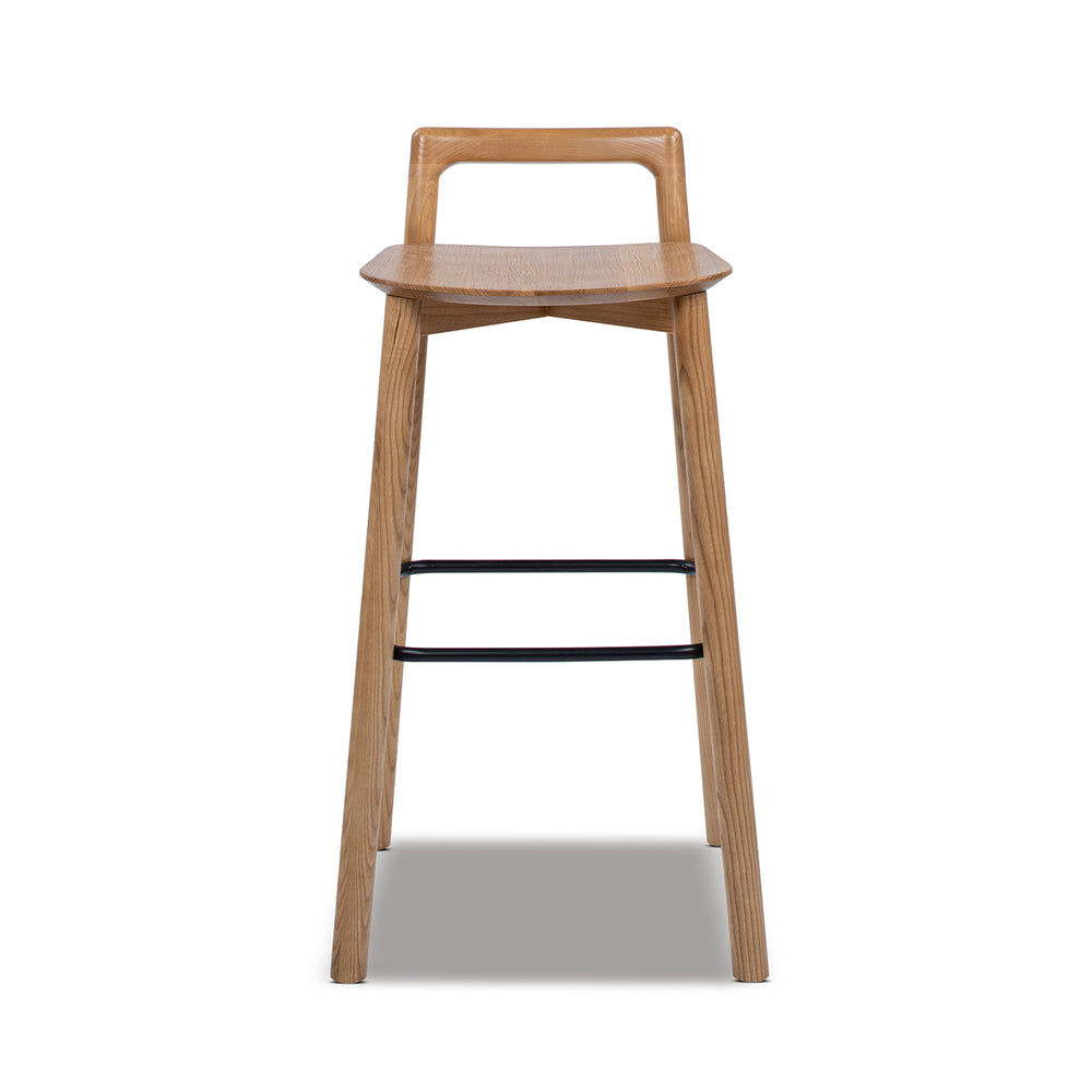 English Elm Jennifer Taylor Home - Sven Modern 30" Low Back Ash Wood Barstool with Black Iron Footrest — Durable, Sustainable Design Brown B2719P391774