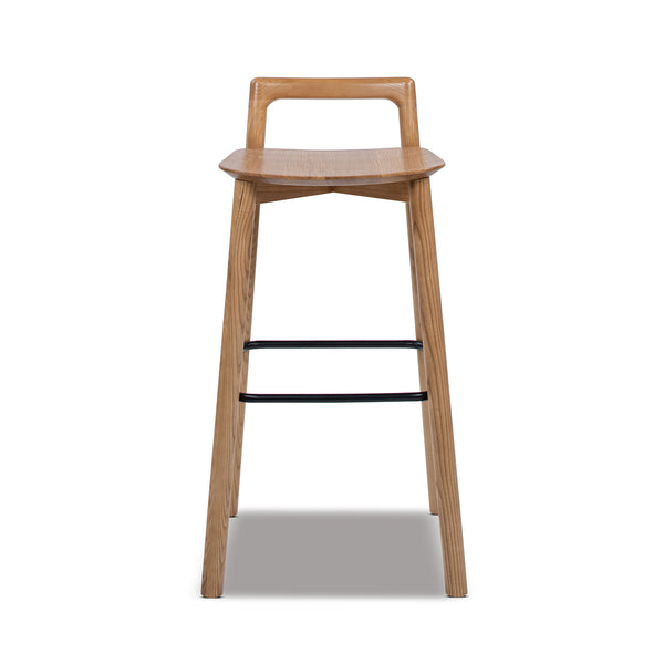 English Elm Jennifer Taylor Home - Sven Modern 30" Low Back Ash Wood Barstool with Black Iron Footrest — Durable, Sustainable Design Brown B2719P391774